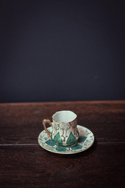 Ardalt Japan Petite Gilded Cup and Saucer - Vintage Hand Painted Porcelain Teacup Set