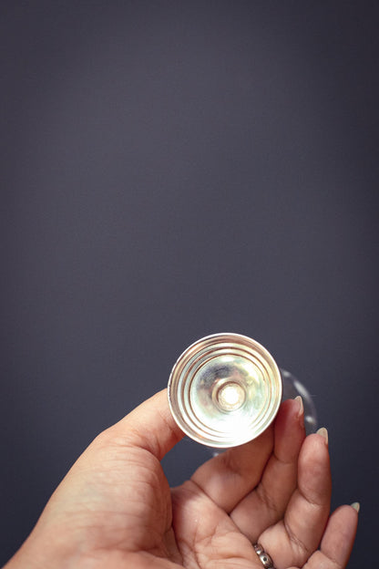 Small Crystal Cordial Cup with Sterling Silver Base - Antique Cut Glass Barware