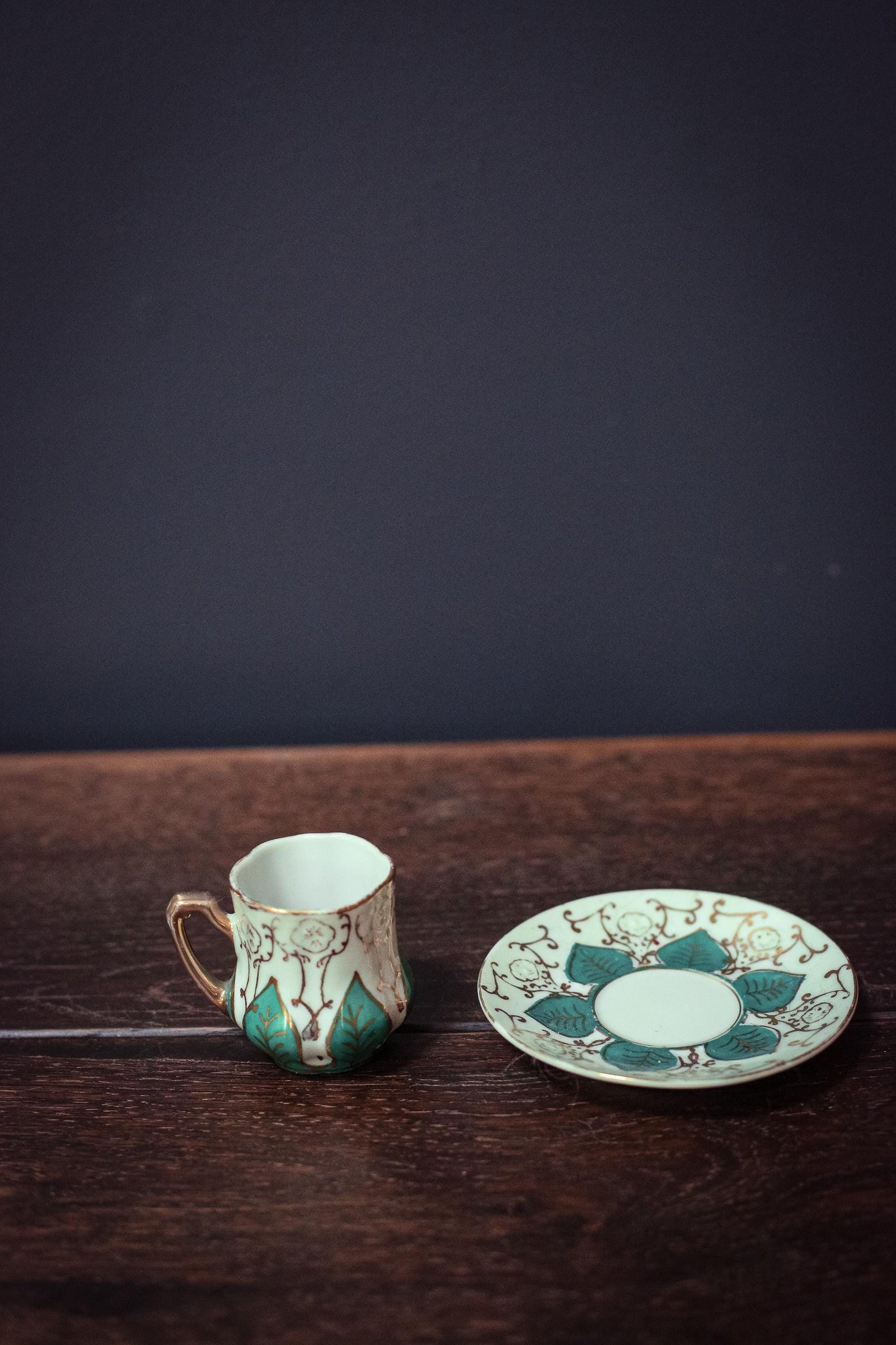 Ardalt Japan Petite Gilded Cup and Saucer - Vintage Hand Painted Porcelain Teacup Set