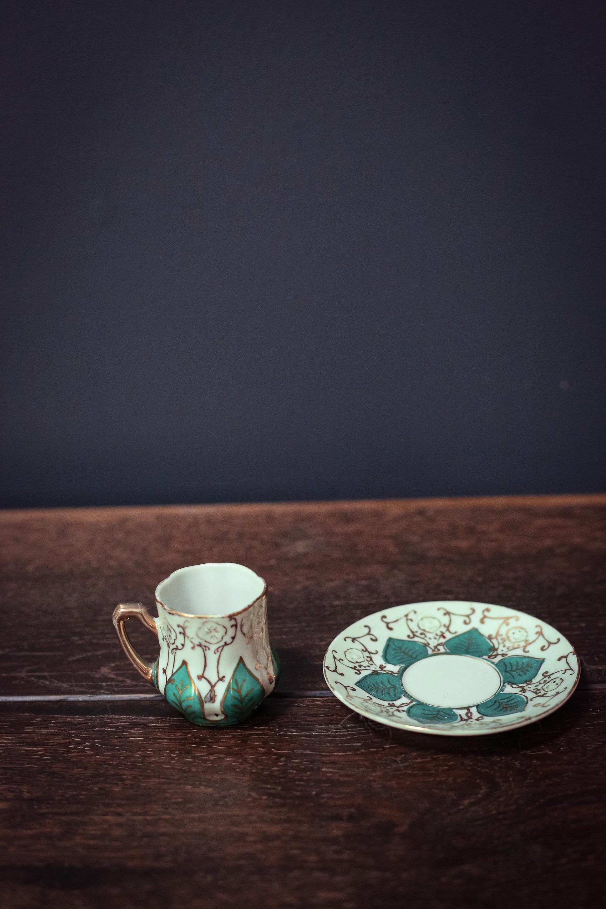 Ardalt Japan Petite Gilded Cup and Saucer - Vintage Hand Painted Porcelain Teacup Set