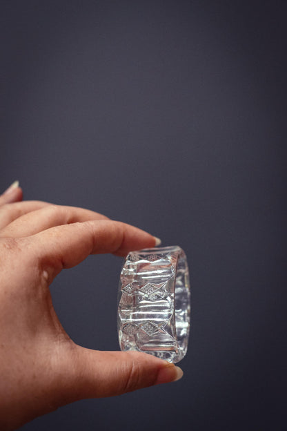 Matching Pair of Oval Salt Cellars - Vintage Crystal Salt Bowl