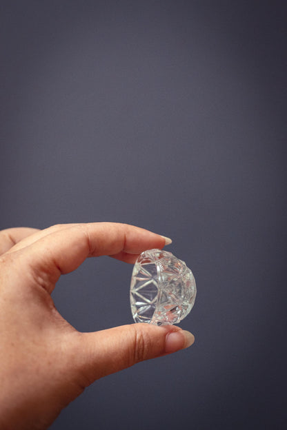 Matching Trio Round Salt Cellars - Vintage Crystal Cut Glass Salt Pinch Bowl