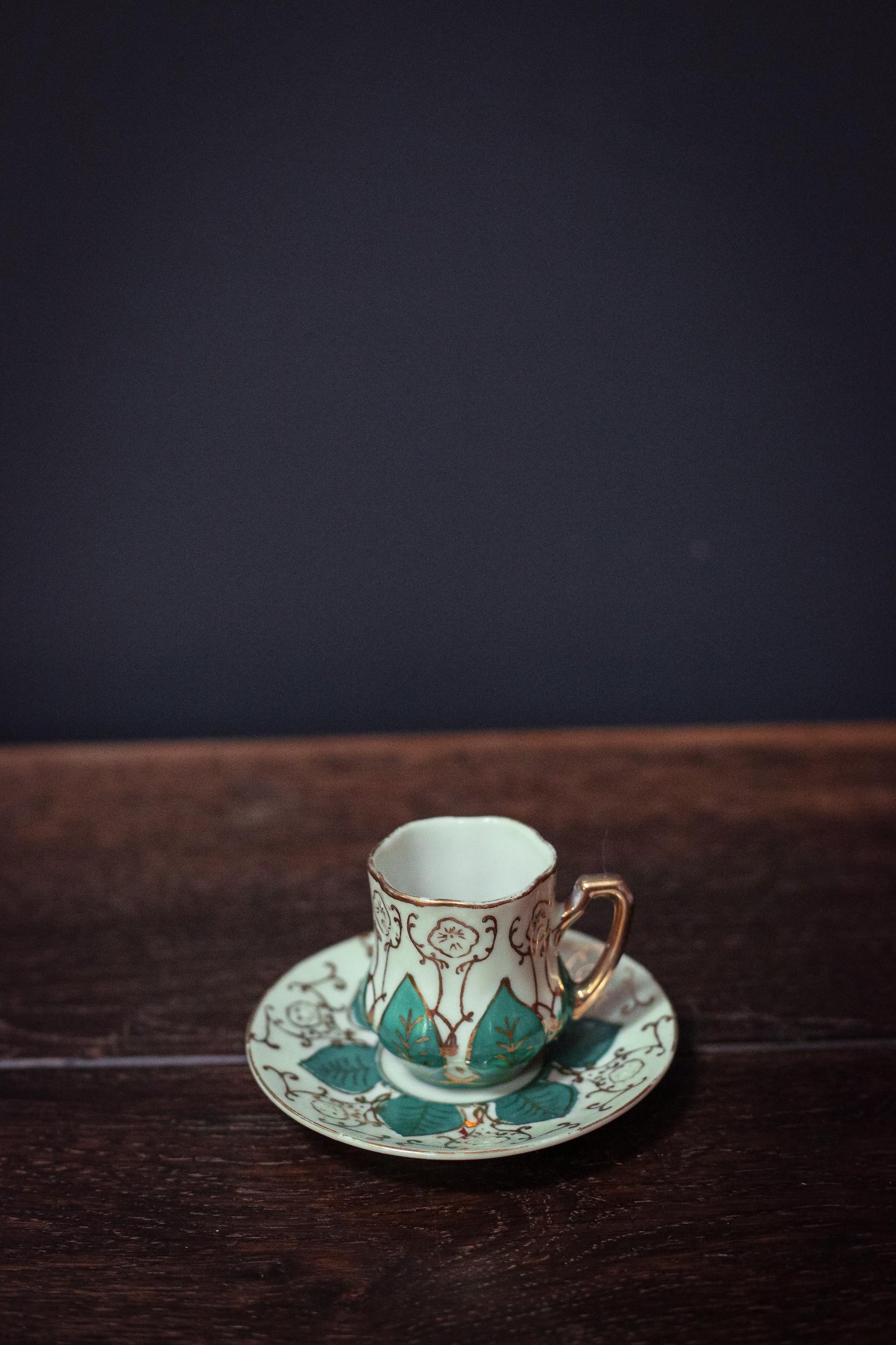 Ardalt Japan Petite Gilded Cup and Saucer - Vintage Hand Painted Porcelain Teacup Set