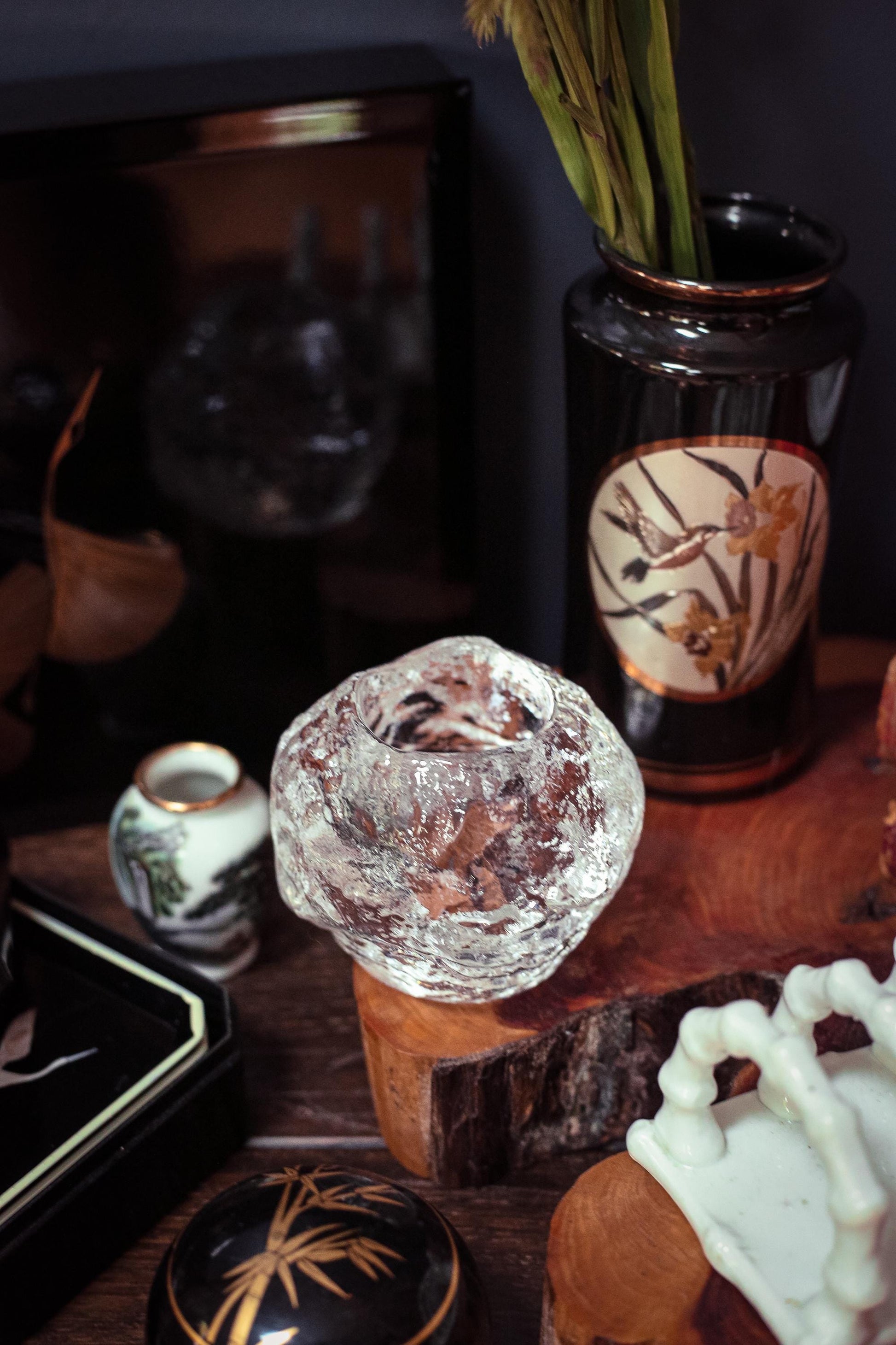 Kosta Boda Medium Snowball Votive Candle Holder - Vintage Ann Wolf Swedish Glass Candle Holder