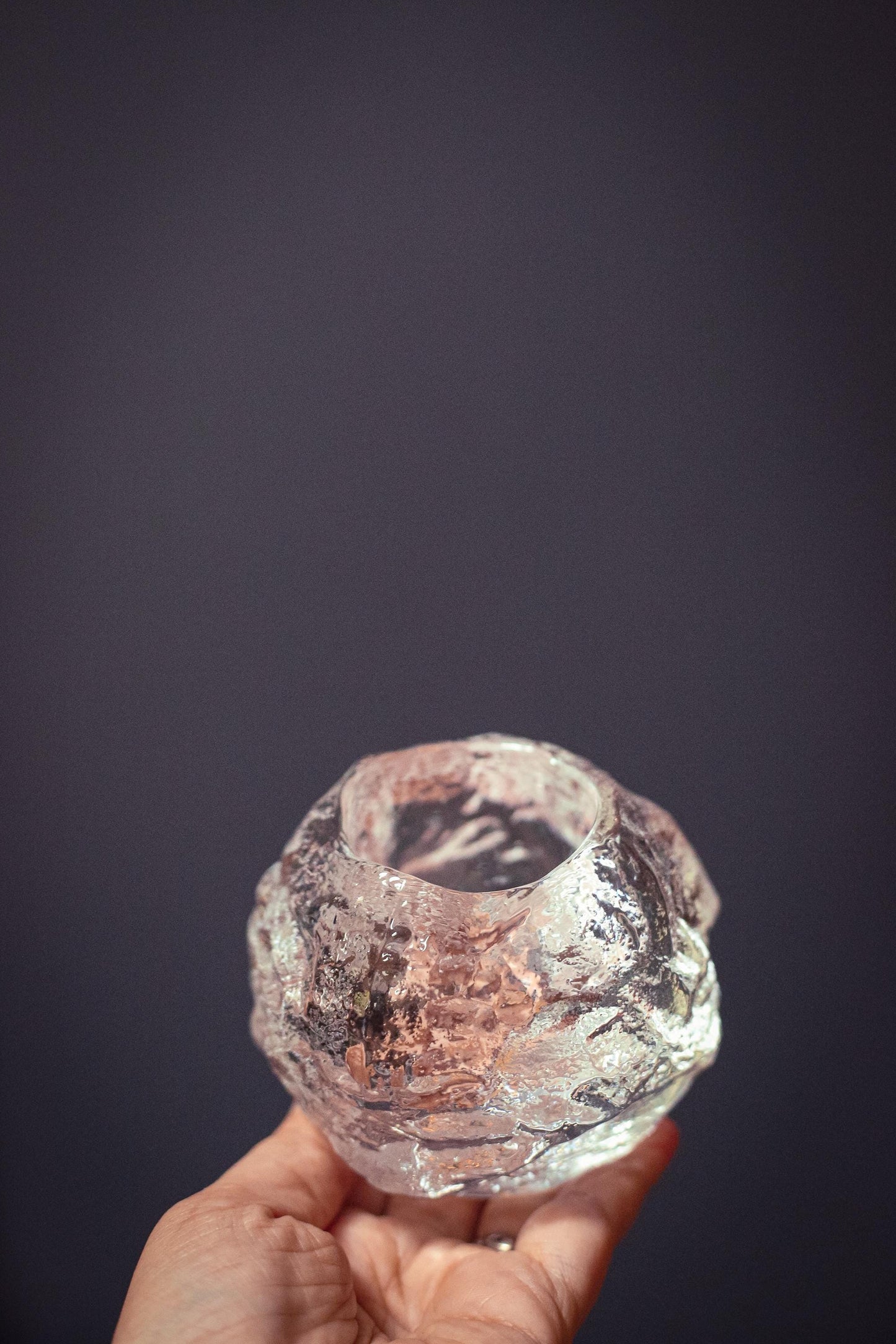 Kosta Boda Medium Snowball Votive Candle Holder - Vintage Ann Wolf Swedish Glass Candle Holder