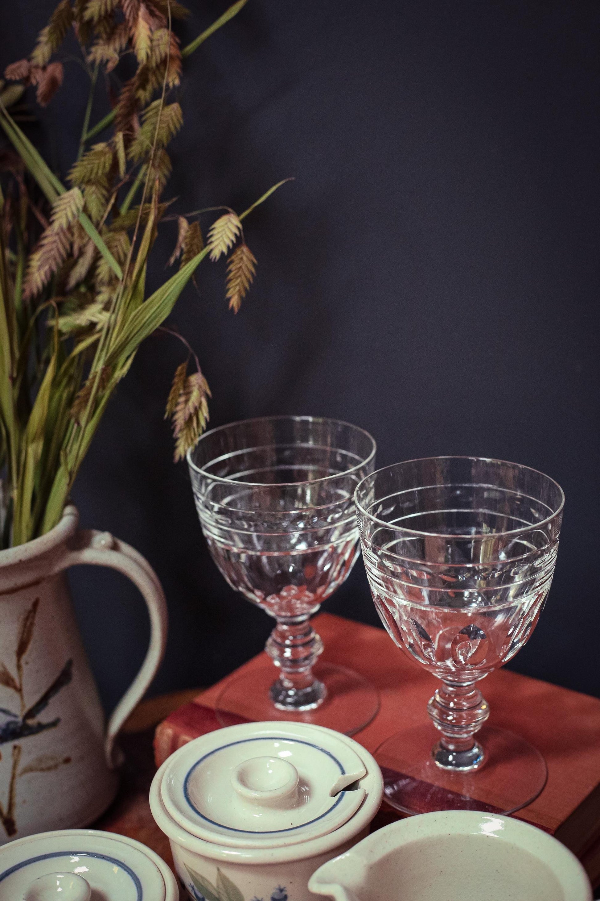Pair of Tiffin-Franciscan Liege Crystal Goblets - Vintage Crystal Glassware/Stemware