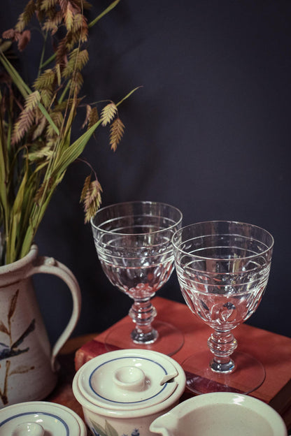 Pair of Tiffin-Franciscan Liege Crystal Goblets - Vintage Crystal Glassware/Stemware