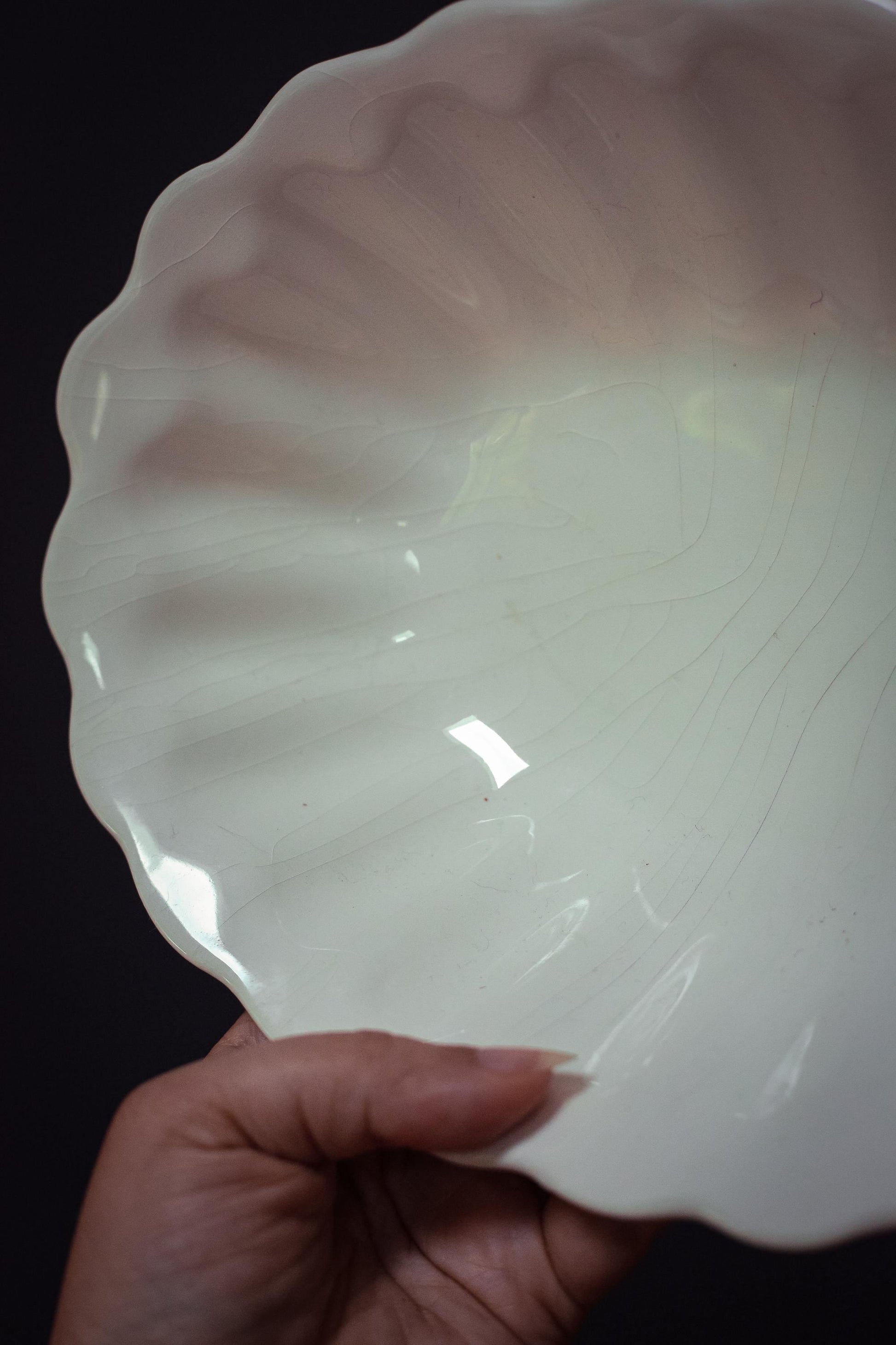 Scalloped Ivory Majolica Bowl Made in Italy - Vintage Italian Porcelain Bowl