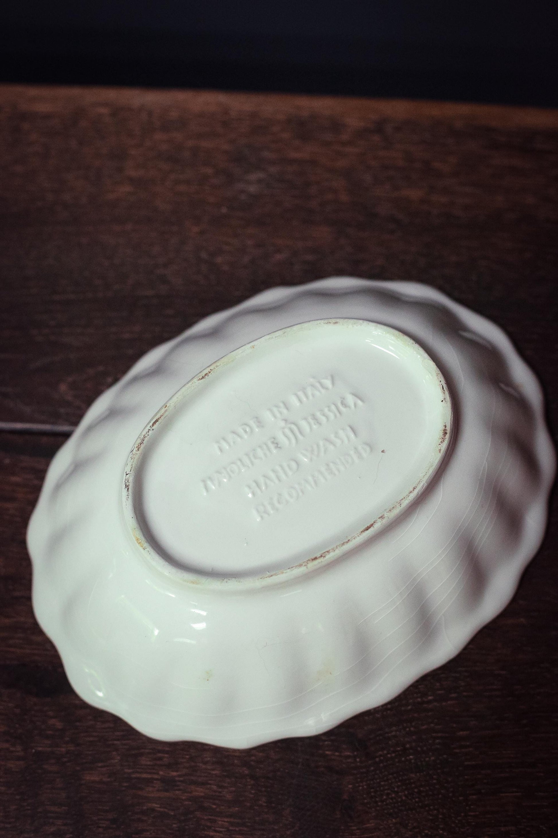 Scalloped Ivory Majolica Bowl Made in Italy - Vintage Italian Porcelain Bowl