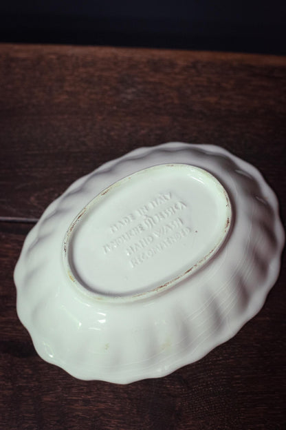 Scalloped Ivory Majolica Bowl Made in Italy - Vintage Italian Porcelain Bowl