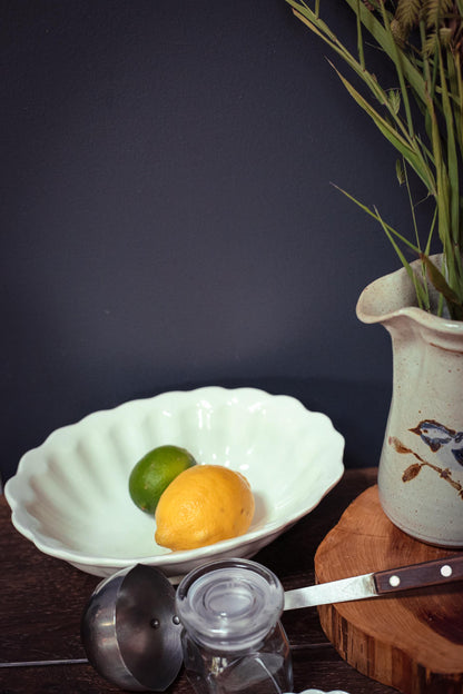 Scalloped Ivory Majolica Bowl Made in Italy - Vintage Italian Porcelain Bowl