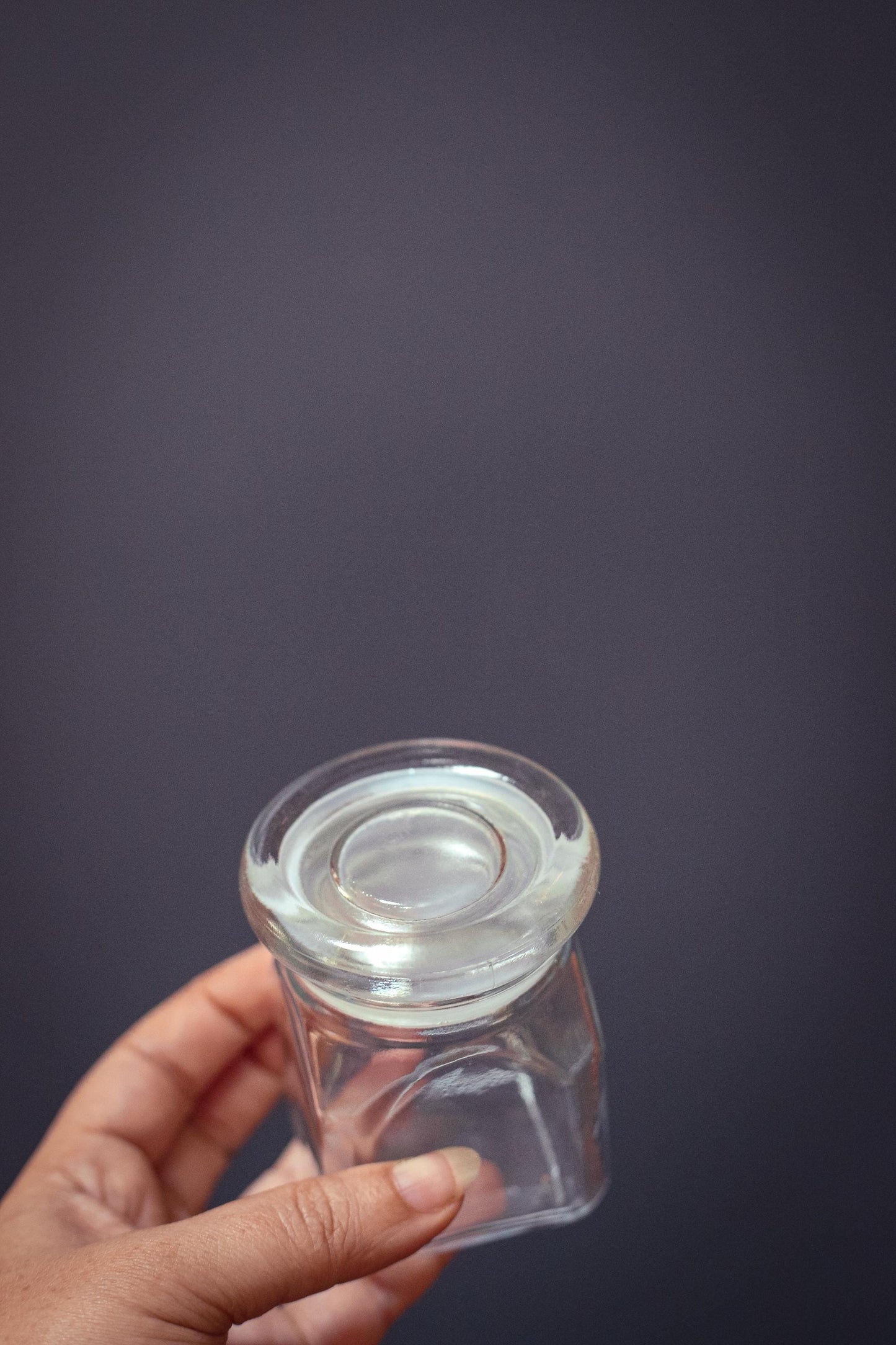 Small Glass Canister Square Base Round Lid - Vintage Apothecary Style Jar