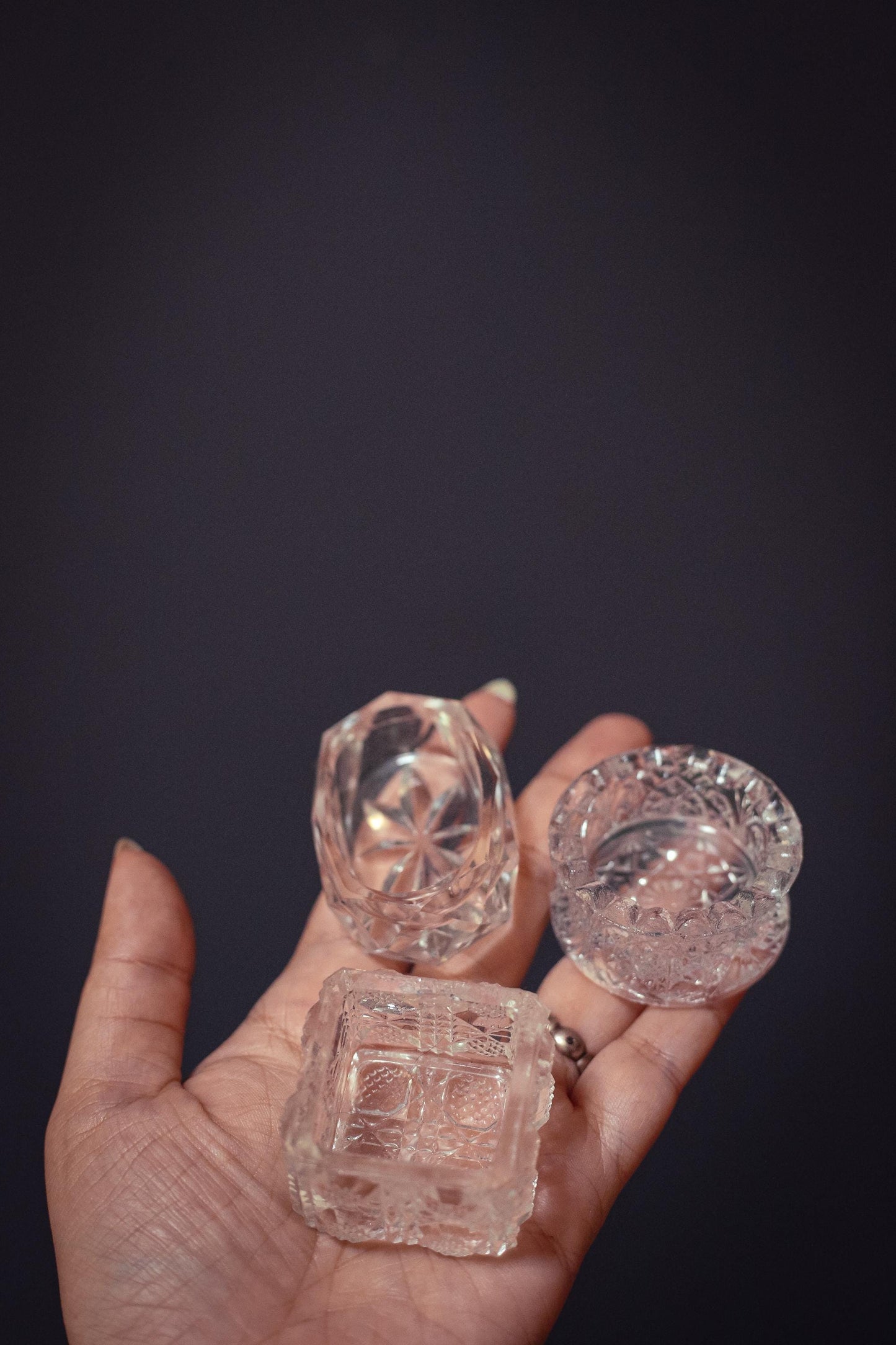 Trio of Mismatched Personal Salt Cellars *with flaws - Vintage Set of Pinch Bowls