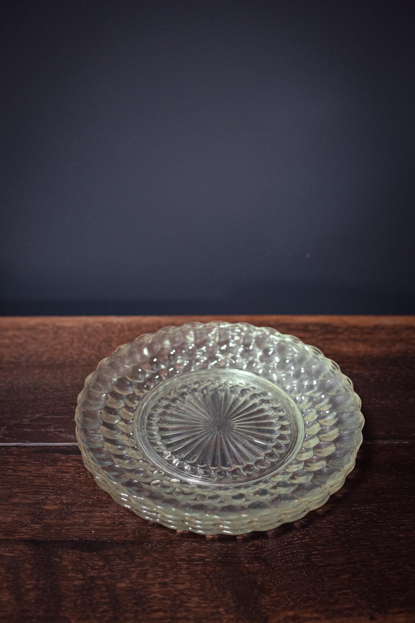 Set of 4 Anchor Hocking Bubble Clear Glass Dinner Plates - Vintage Depression Glass Tableware