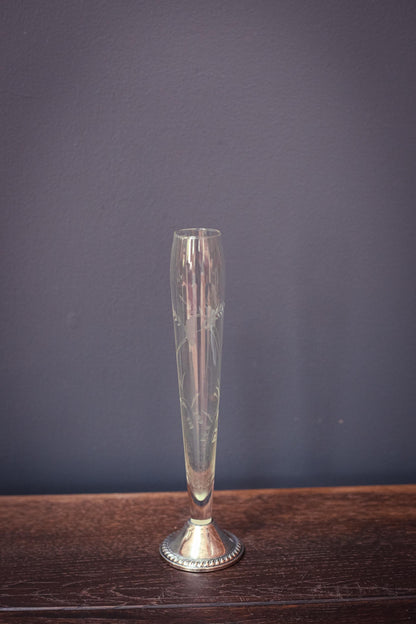 Crystal and Weighted Sterling Duchin Silver Vase - Vintage Weighted Sterling Vase