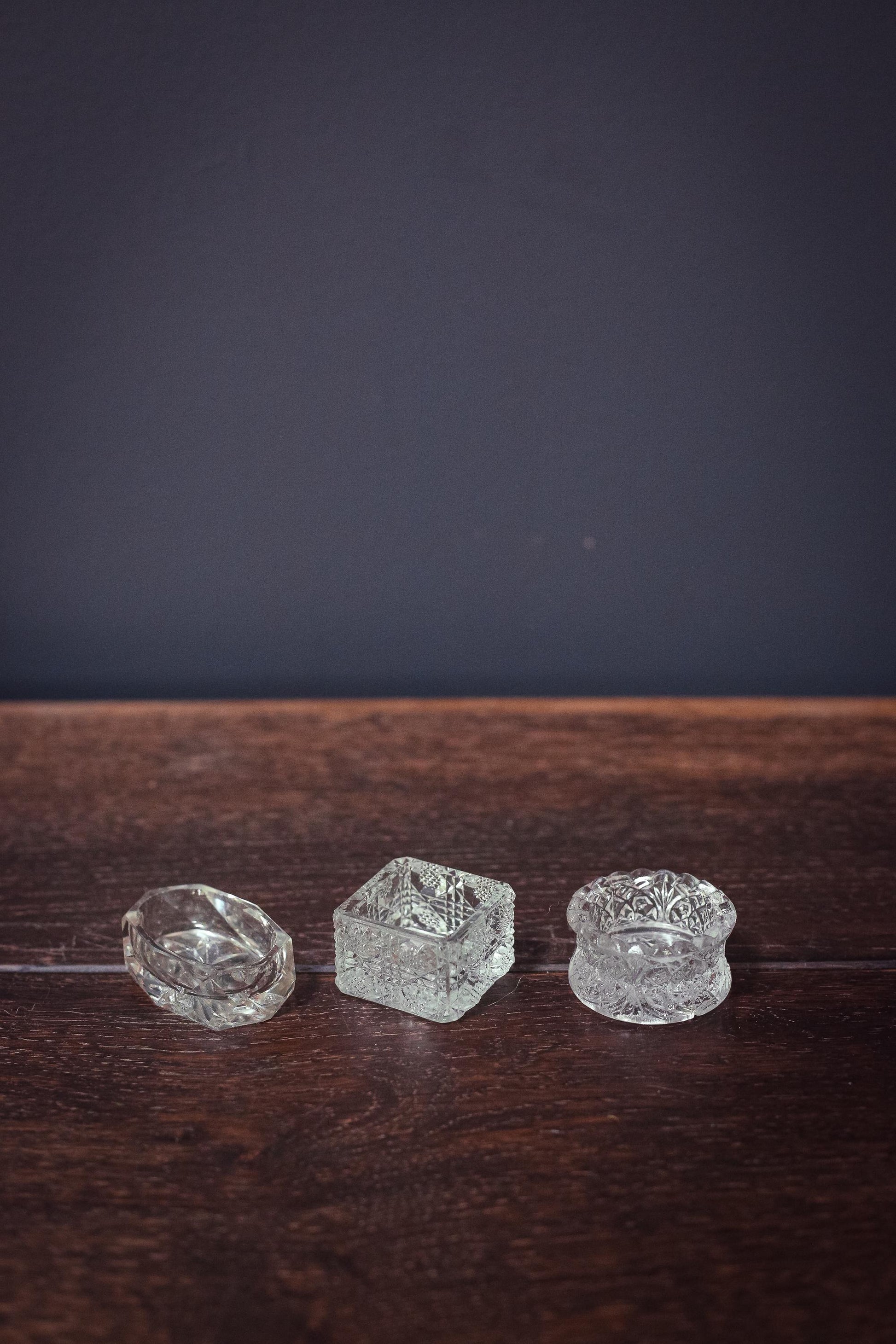 Trio of Mismatched Personal Salt Cellars *with flaws - Vintage Set of Pinch Bowls