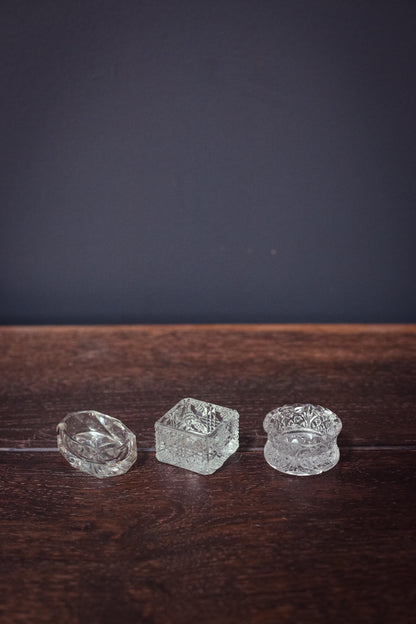 Trio of Mismatched Personal Salt Cellars *with flaws - Vintage Set of Pinch Bowls