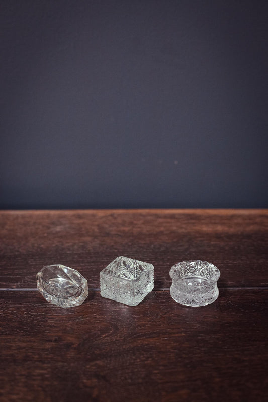 Trio of Mismatched Personal Salt Cellars *with flaws - Vintage Set of Pinch Bowls