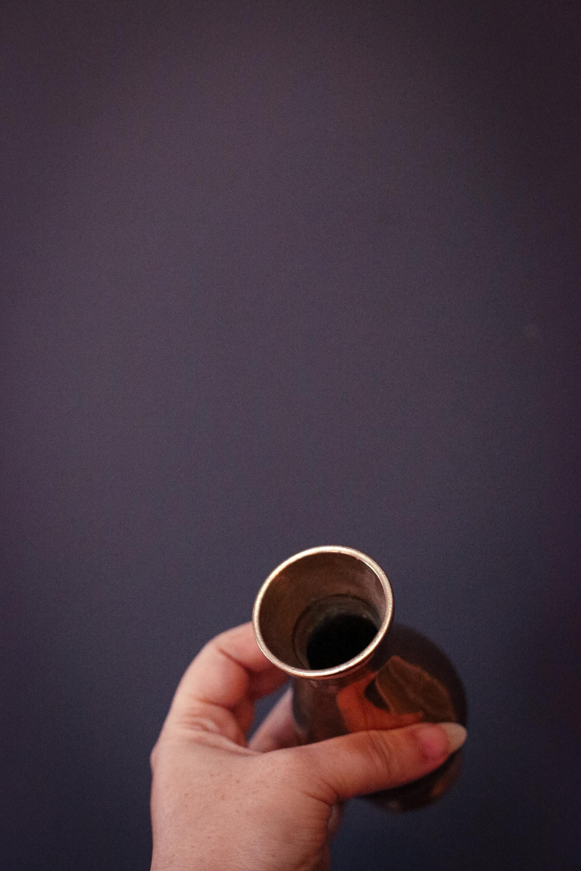 Korean Solid Minimal Brass Vase - Vintage Metal Vase Made in Korea