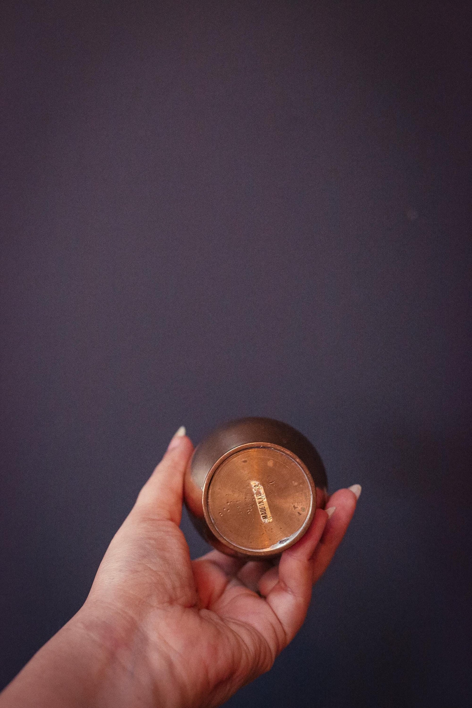 Korean Solid Minimal Brass Vase - Vintage Metal Vase Made in Korea