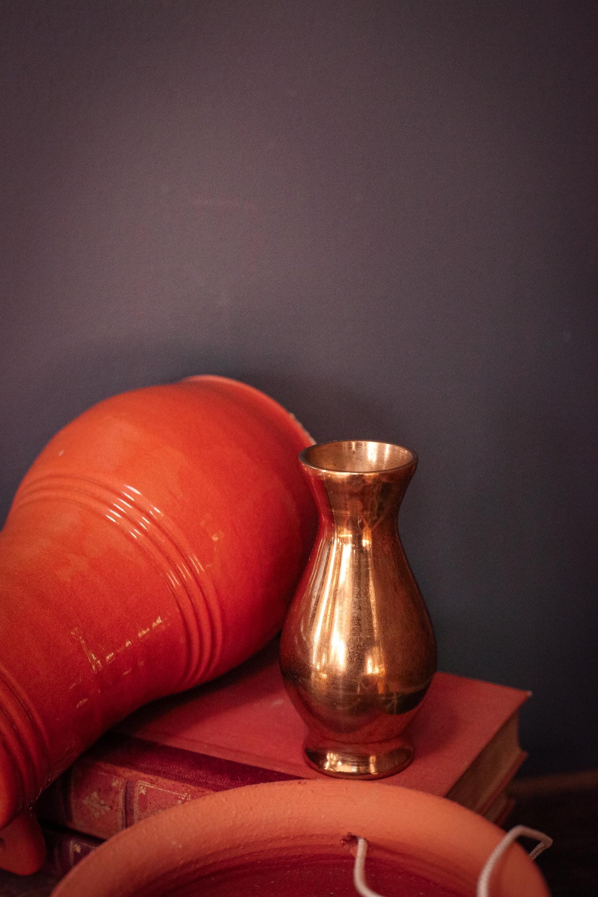 Korean Solid Minimal Brass Vase - Vintage Metal Vase Made in Korea