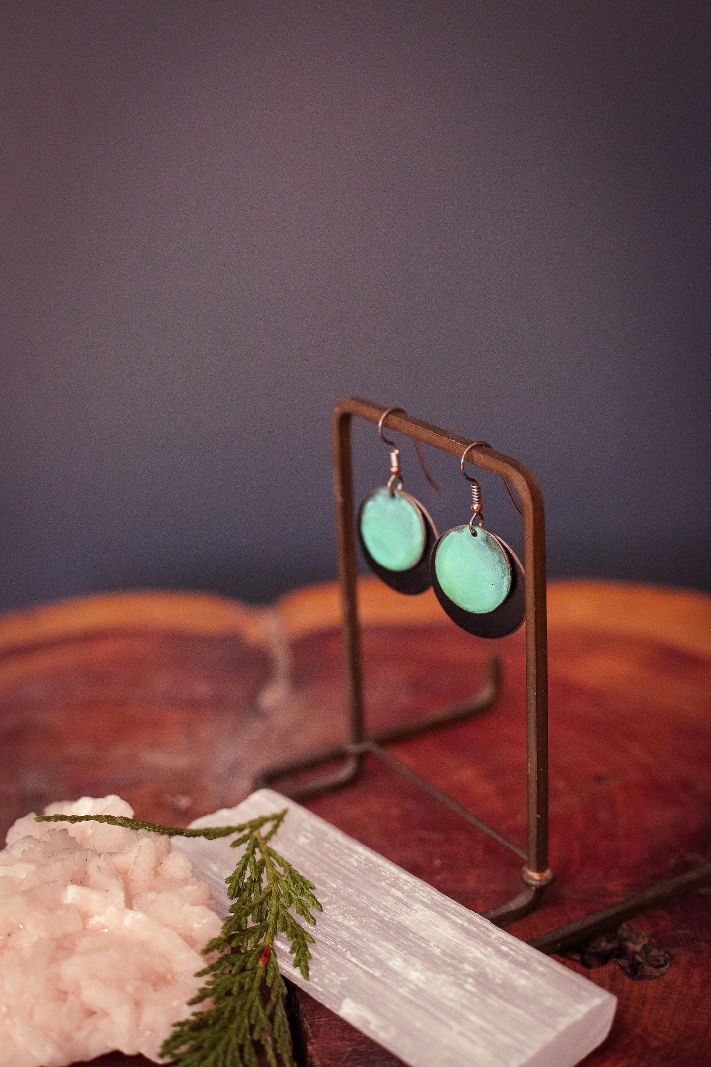 Eclipse Metal and Copper Circle Earrings - Vintage Mixed Metal Circular Earrings