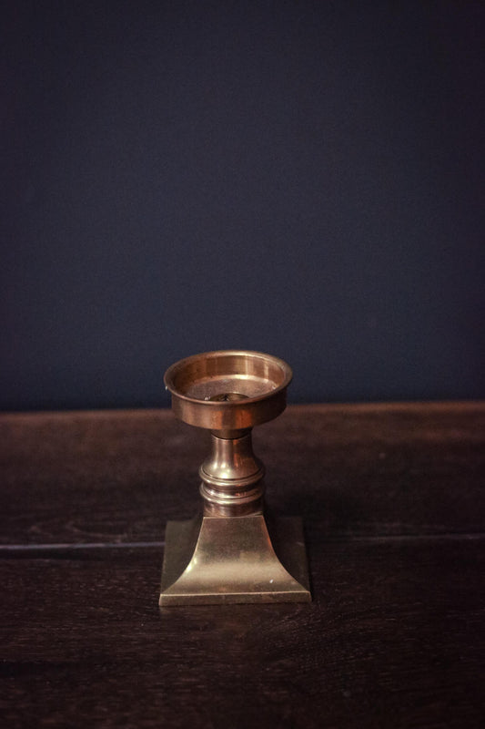 Small Square Base Brass Candle Holder - Vintage Solid Brass Candlestick Base