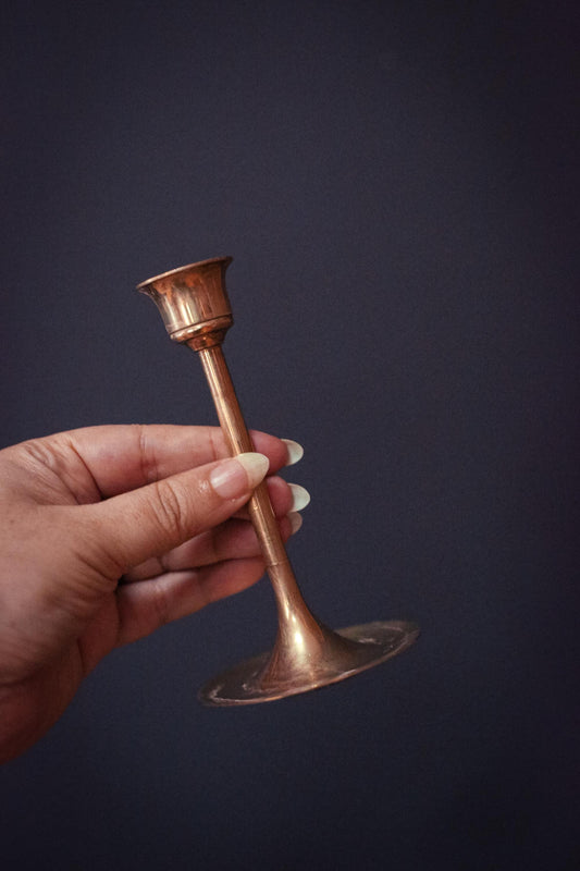 Midcentury Modern Brass Candle Holder Tulip Shape - Vintage MCM Brass Candlestick Holder