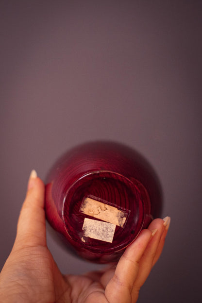 Laquered Turned Wood Vase - Vintage Korean Wooden Vase