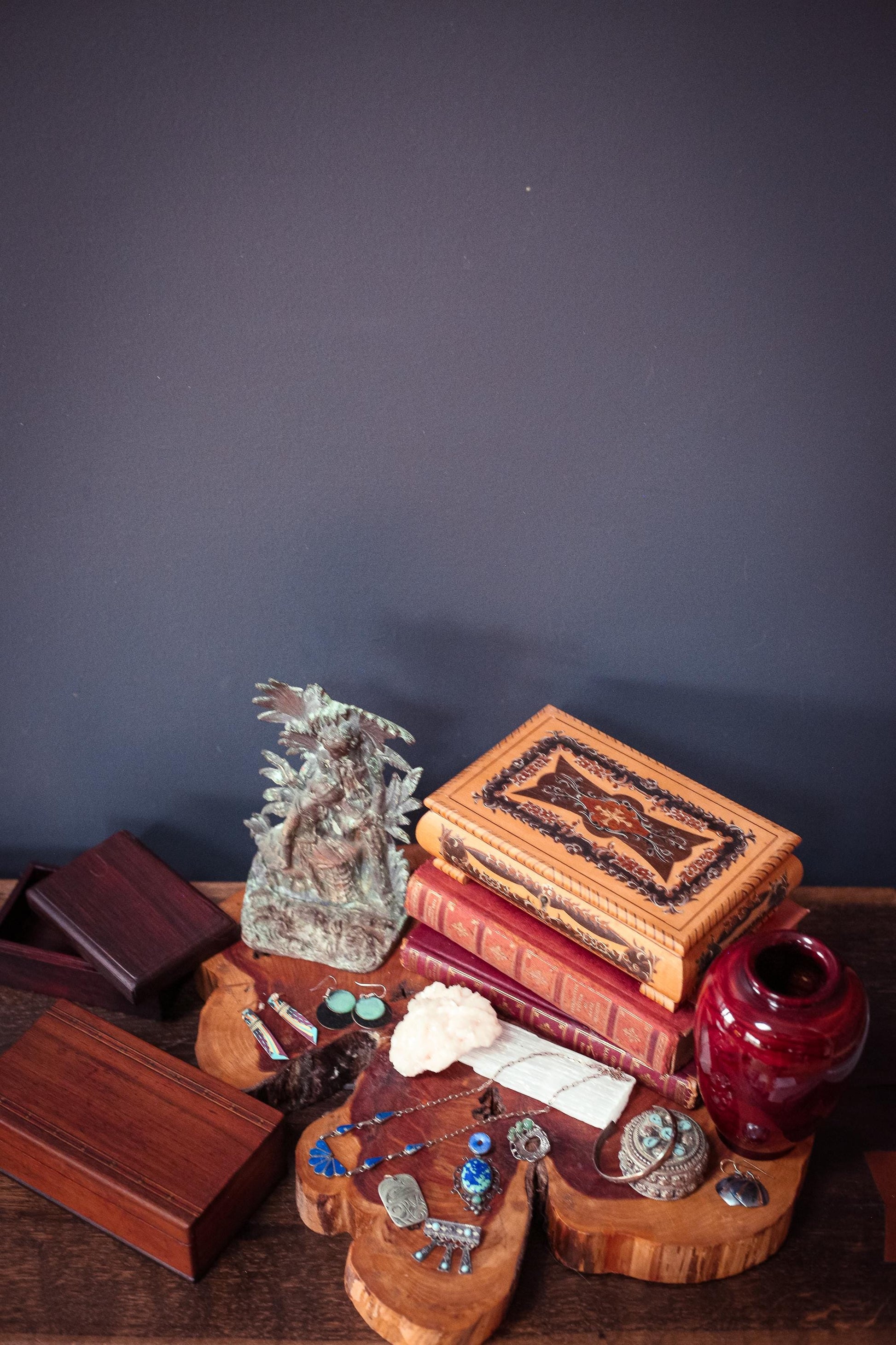 Laquered Turned Wood Vase - Vintage Korean Wooden Vase