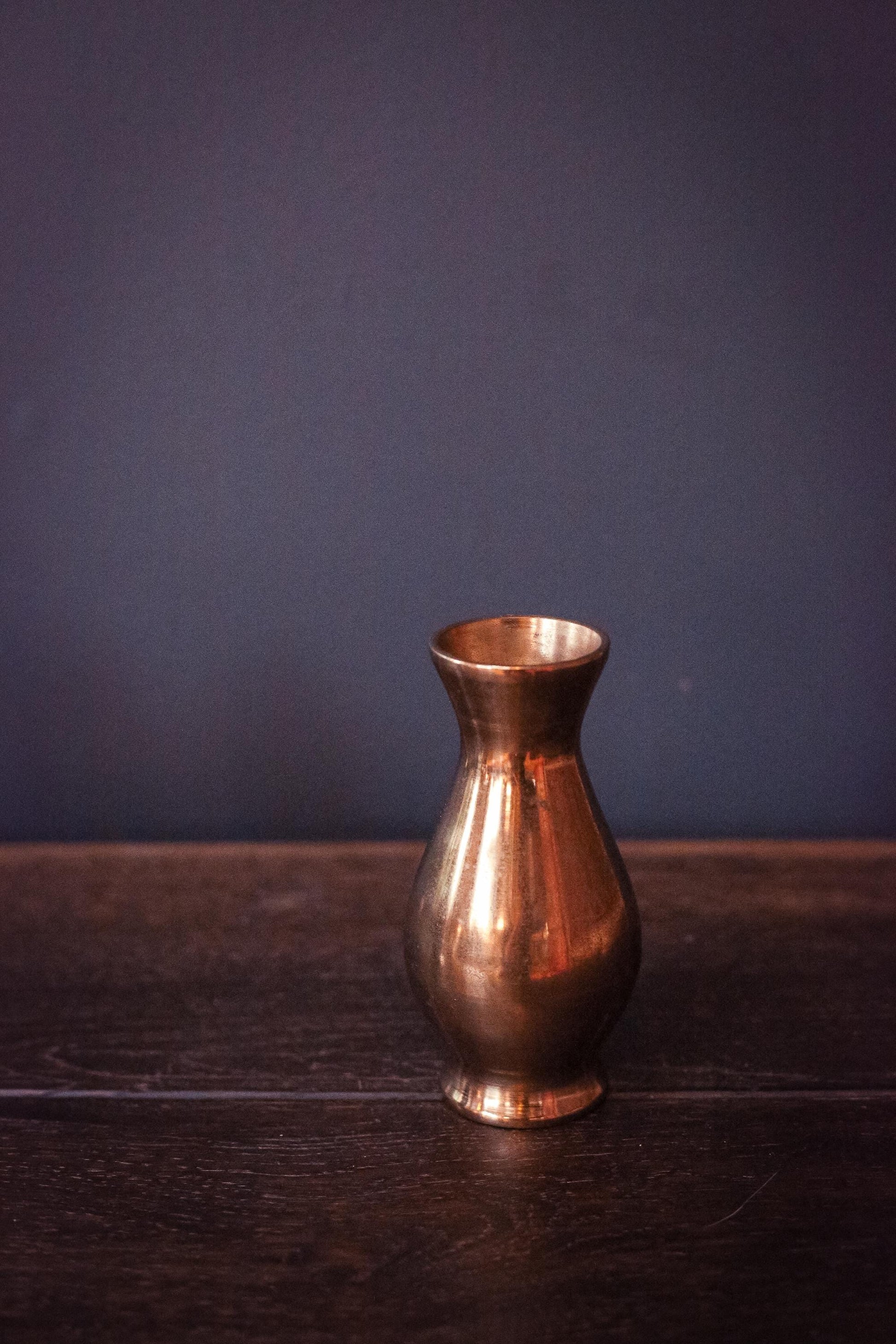 Korean Solid Minimal Brass Vase - Vintage Metal Vase Made in Korea