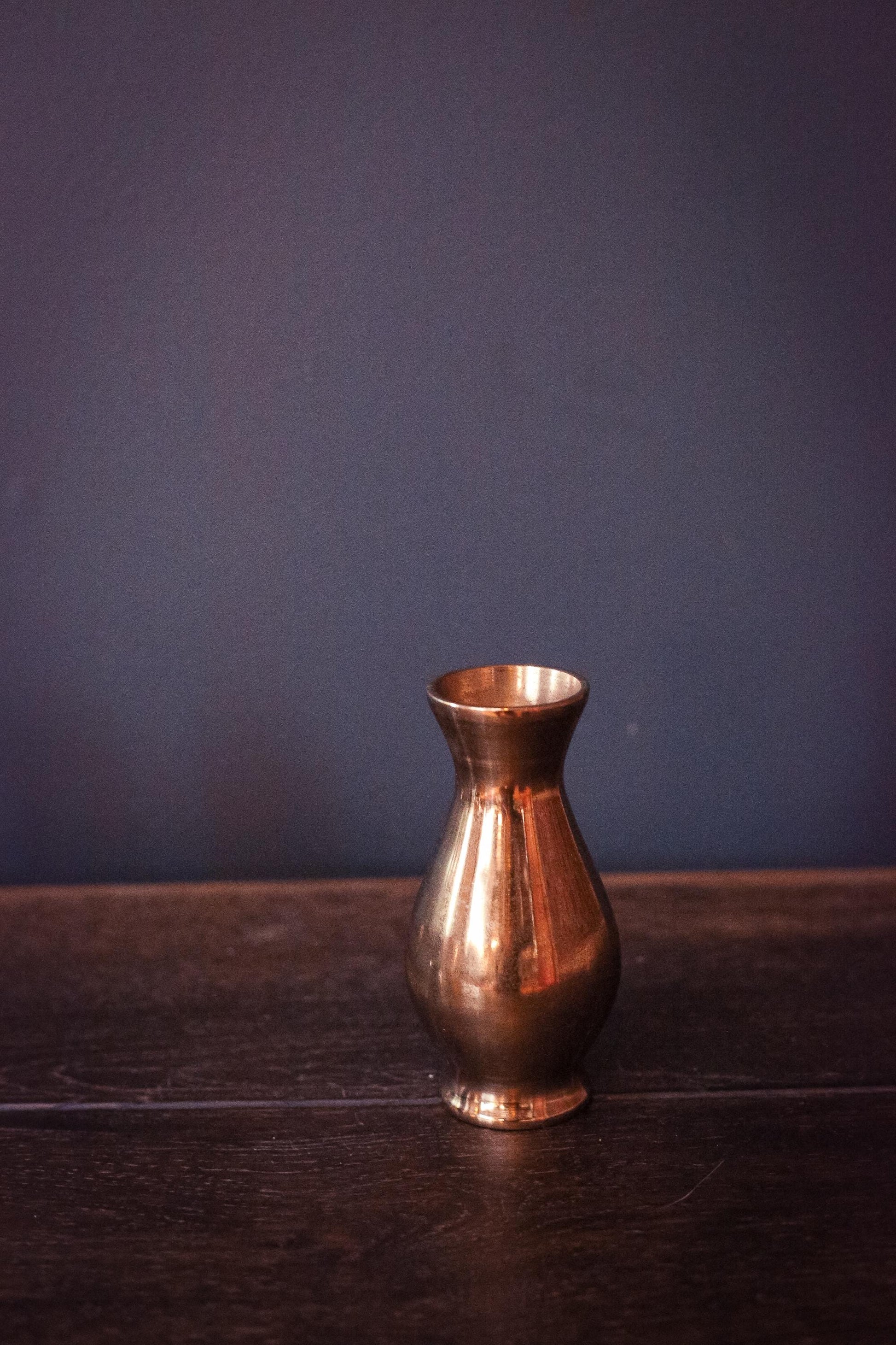 Korean Solid Minimal Brass Vase - Vintage Metal Vase Made in Korea