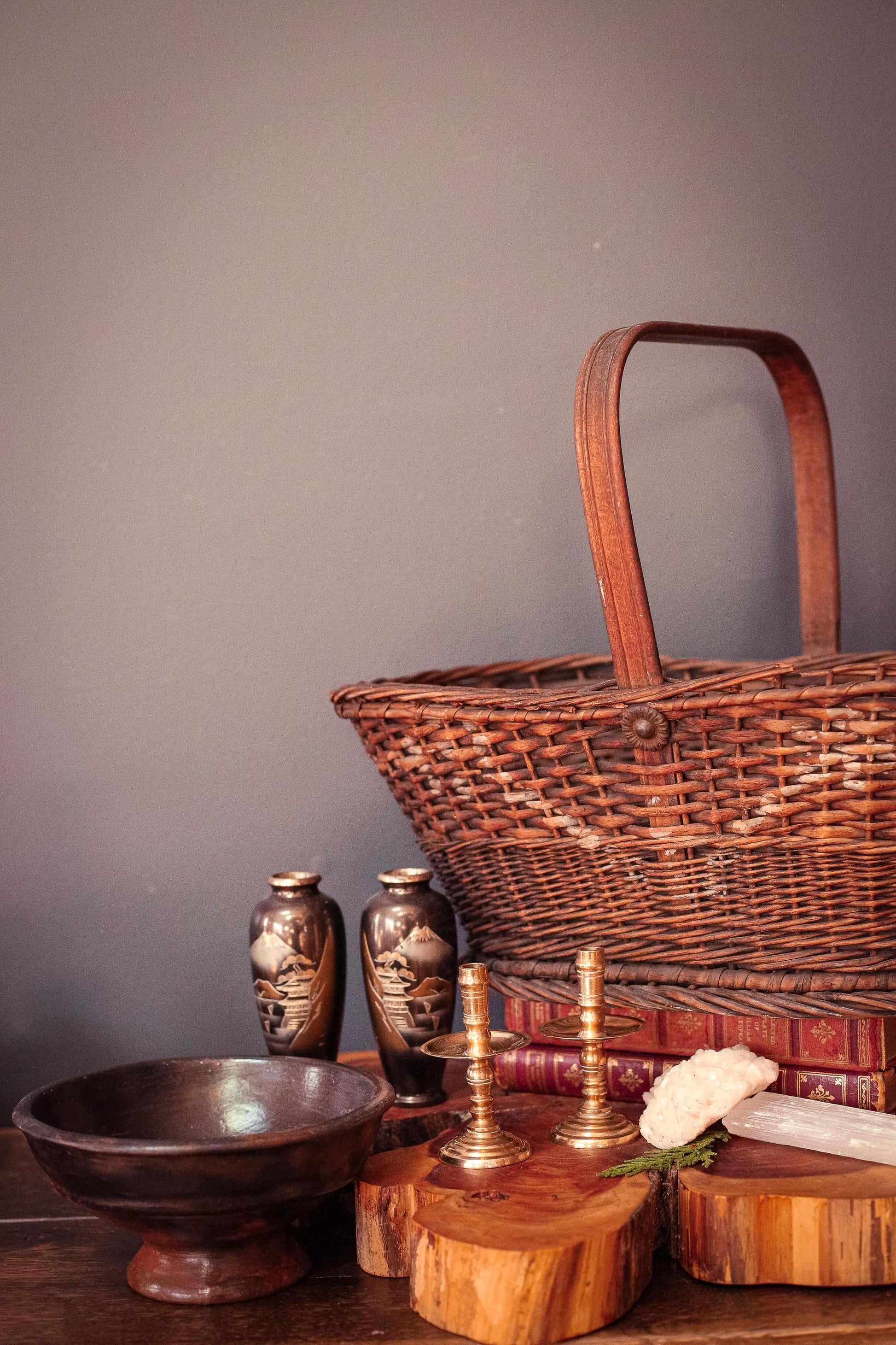 Pair of Mt Fuji Scenic Chokin Metalwork Vases - Vintage Japanese Metal Vases
