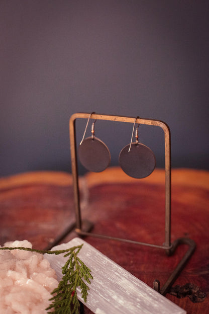 Eclipse Metal and Copper Circle Earrings - Vintage Mixed Metal Circular Earrings