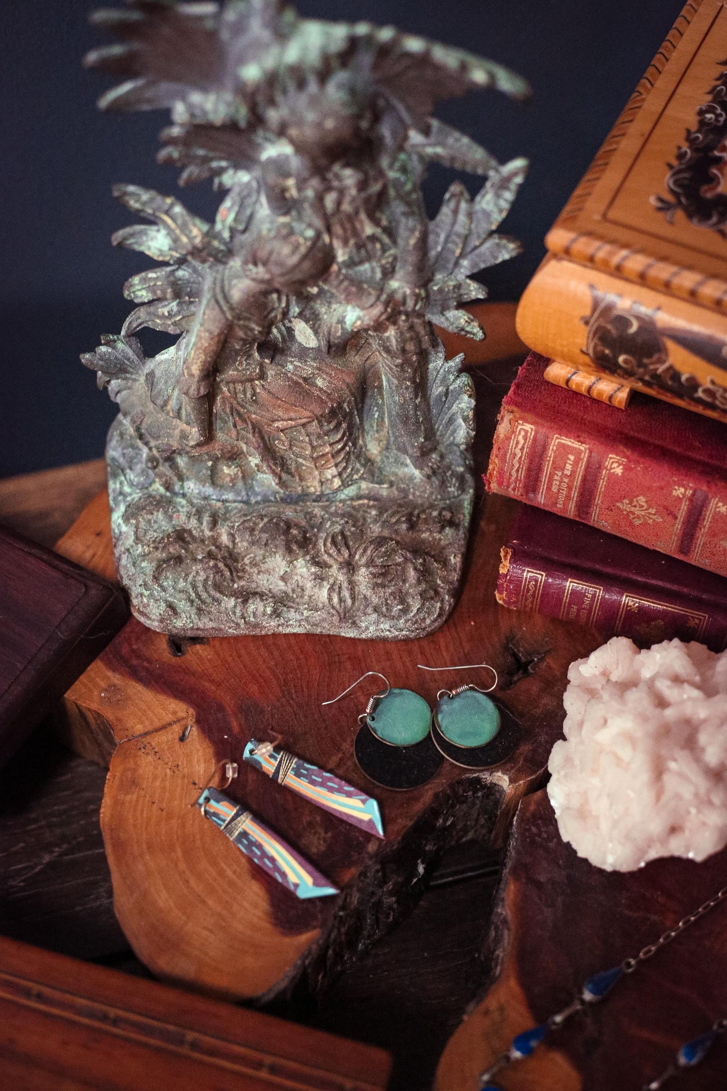 Eclipse Metal and Copper Circle Earrings - Vintage Mixed Metal Circular Earrings