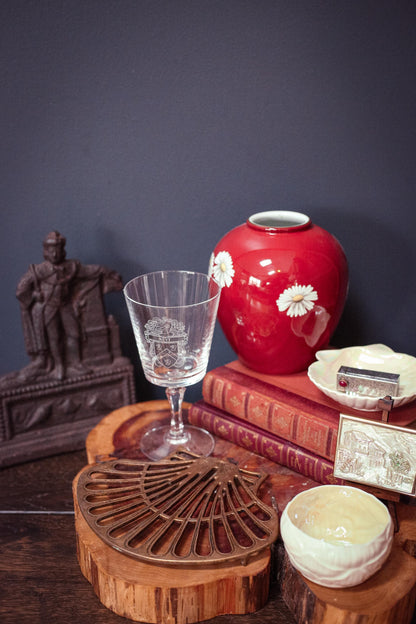 Noritake Red/Orange Vase with White Daisy - Vintage Japanese Vase