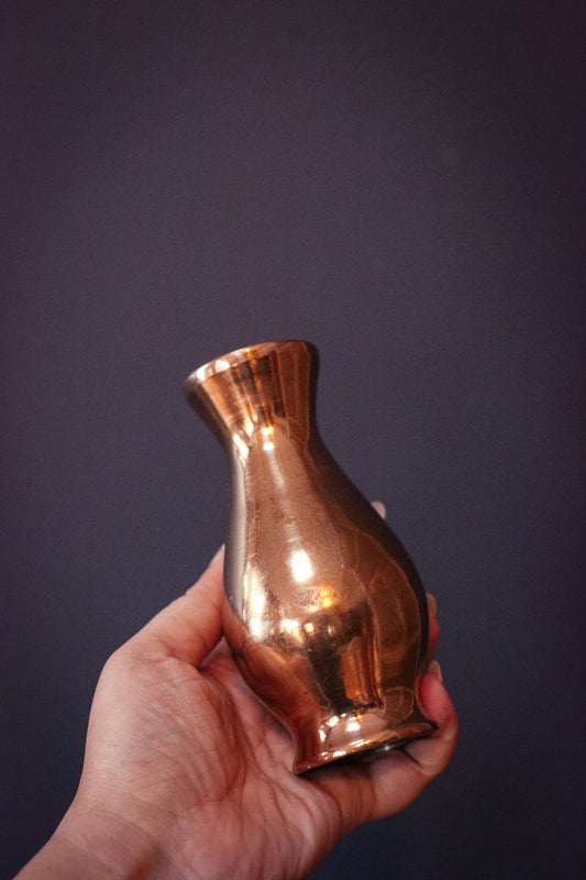 Korean Solid Minimal Brass Vase - Vintage Metal Vase Made in Korea
