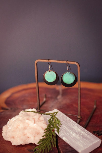 Eclipse Metal and Copper Circle Earrings - Vintage Mixed Metal Circular Earrings