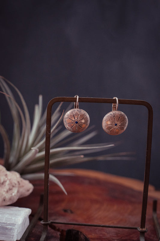 Silver Round Disc Celestial Earrings - Vintage Estate Jewelry Satellite