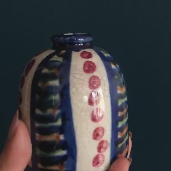 Set of 2 Hand Painted Japanese Bud Vases - Vintage Pair of Made in Japan Ceramic Vases