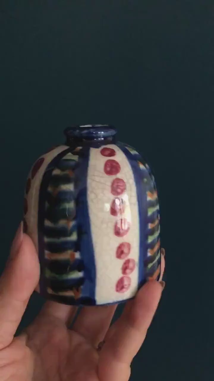 Set of 2 Hand Painted Japanese Bud Vases - Vintage Pair of Made in Japan Ceramic Vases