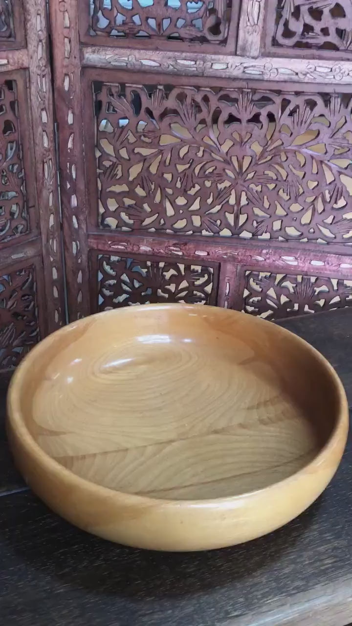 Vintage Wood Bowl - Large Wooden Handcrafted Wooden Bowl Made in NY