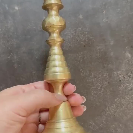 Antique Victorian 19th Century Beehive Candle Holder - Antique Brass Candle Base