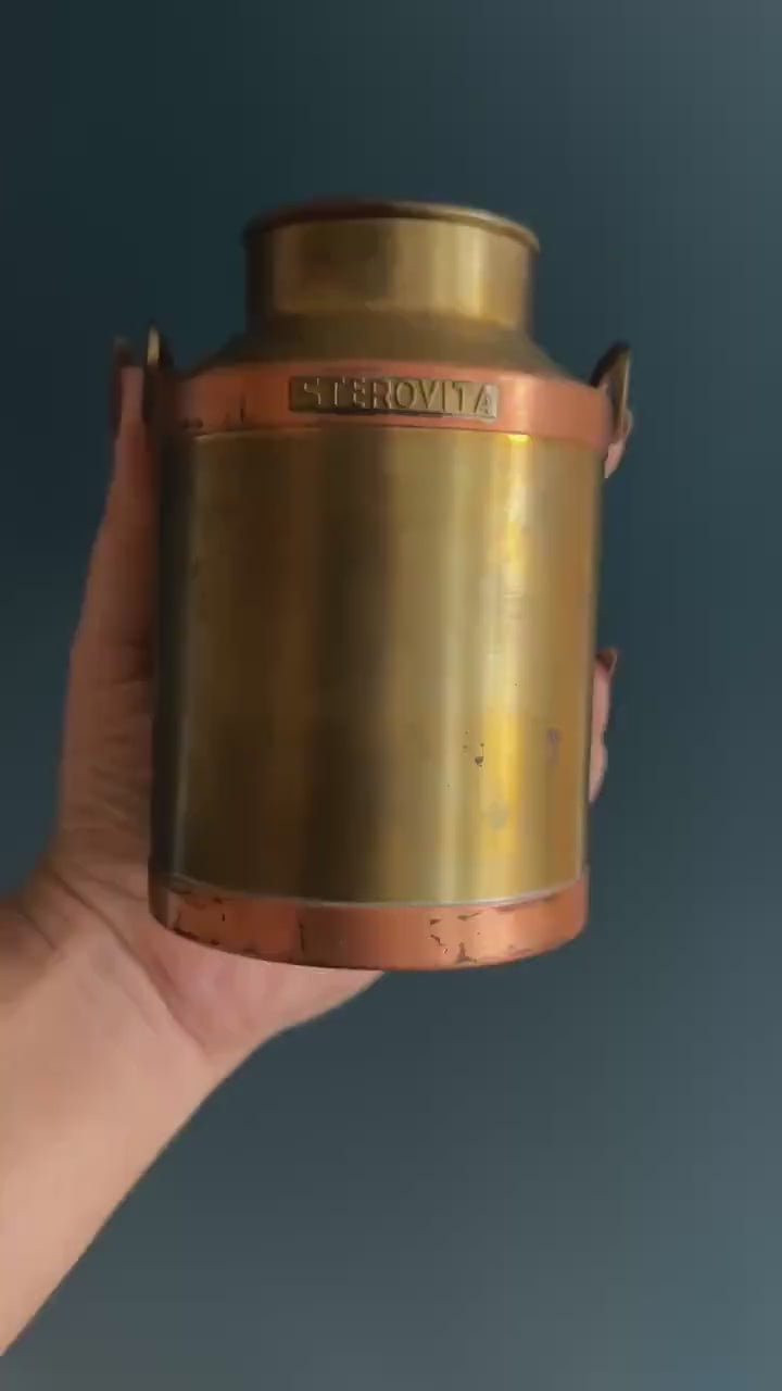 Brass and Copper Canister Sterovita - Vintage Advertising Metal Canister
