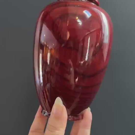 Laquered Turned Wood Vase - Vintage Korean Wooden Vase