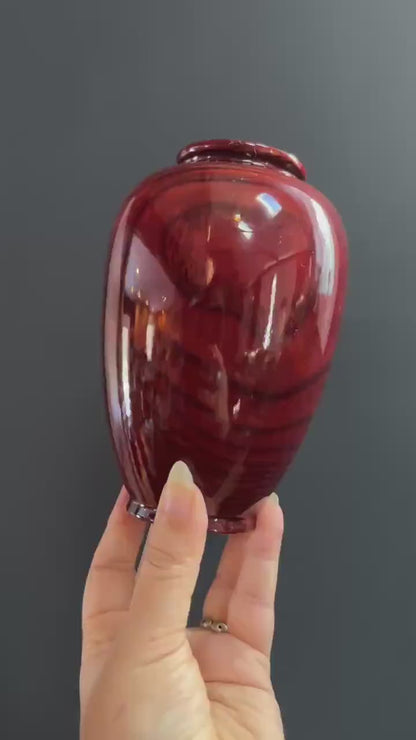 Laquered Turned Wood Vase - Vintage Korean Wooden Vase