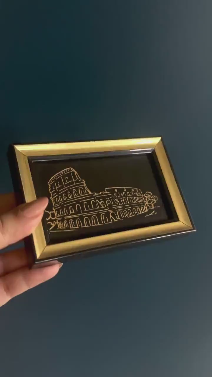 Hand Painted 23k Gold Colloseum Miniature Wall Art