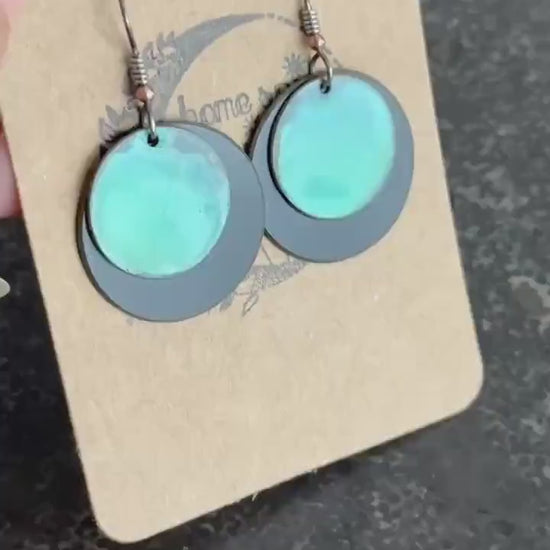 Eclipse Metal and Copper Circle Earrings - Vintage Mixed Metal Circular Earrings