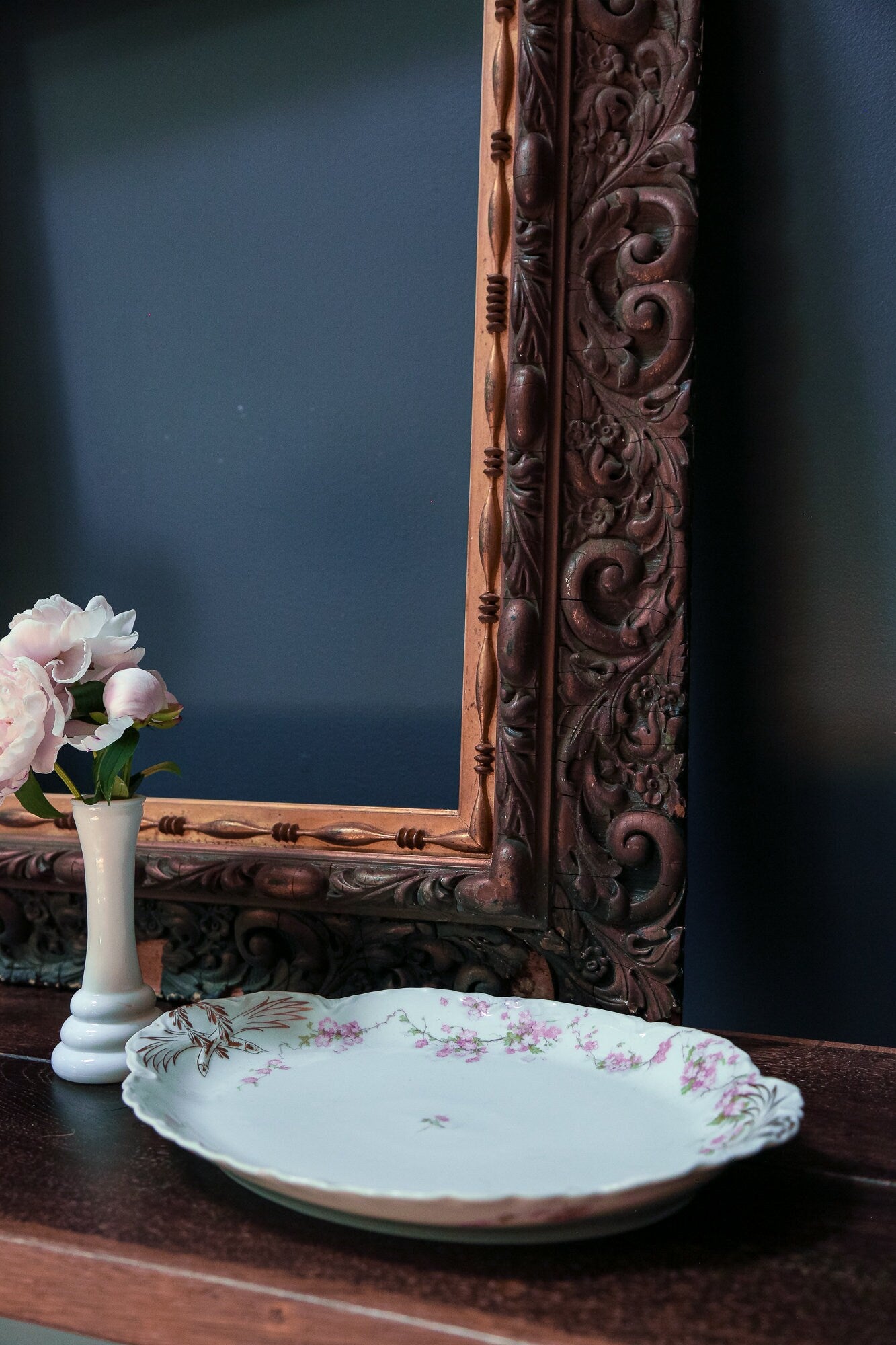 Haviland Limoges Gilded Pink Rose Floral Platter - Vintage Haviland Limoges Porcelain Scallop Edge Serving Plate
