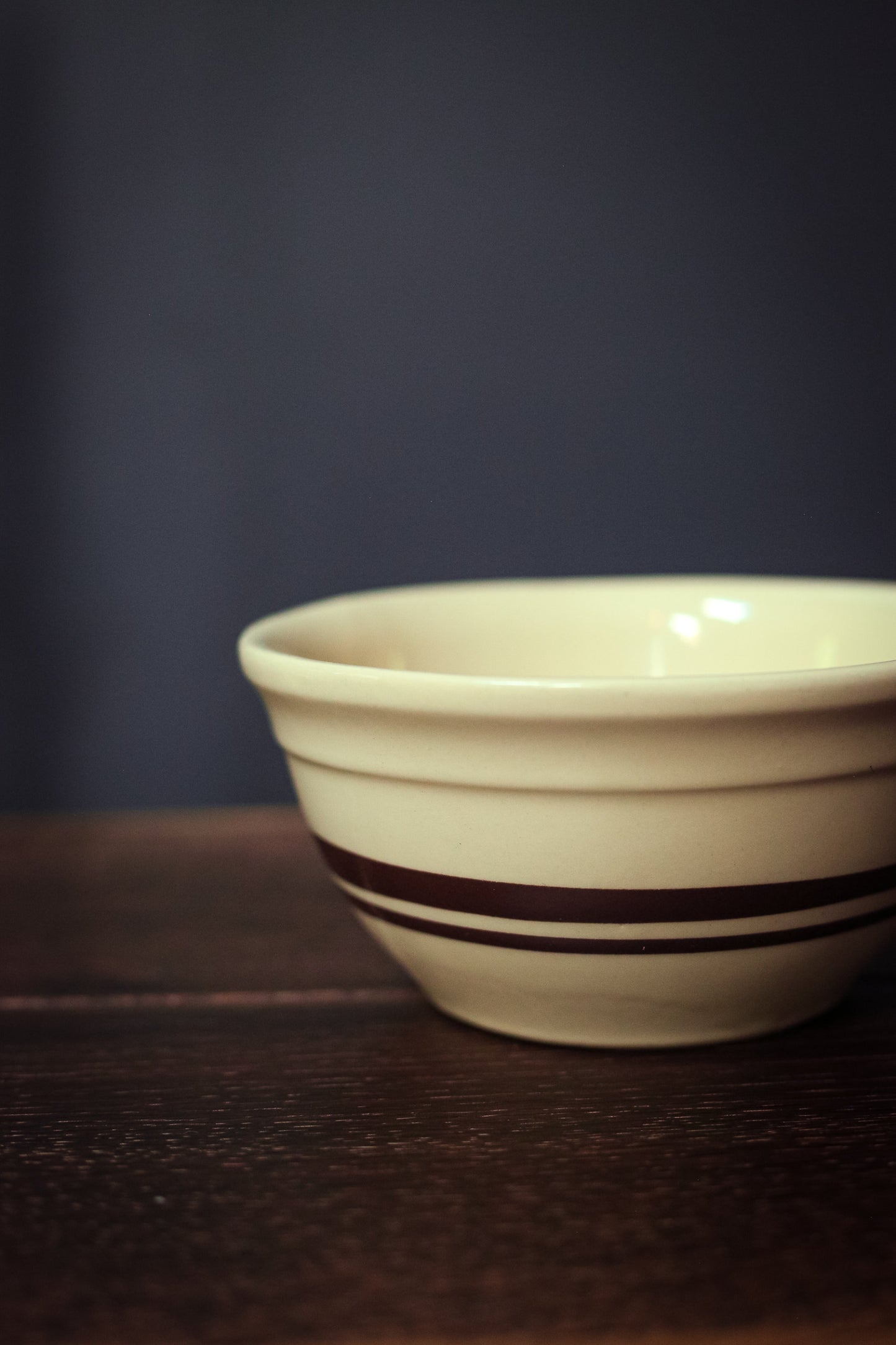 Brown Stripe Ceramic Fruit Bowl - Small Farmhouse Pottery Fruit Bowl